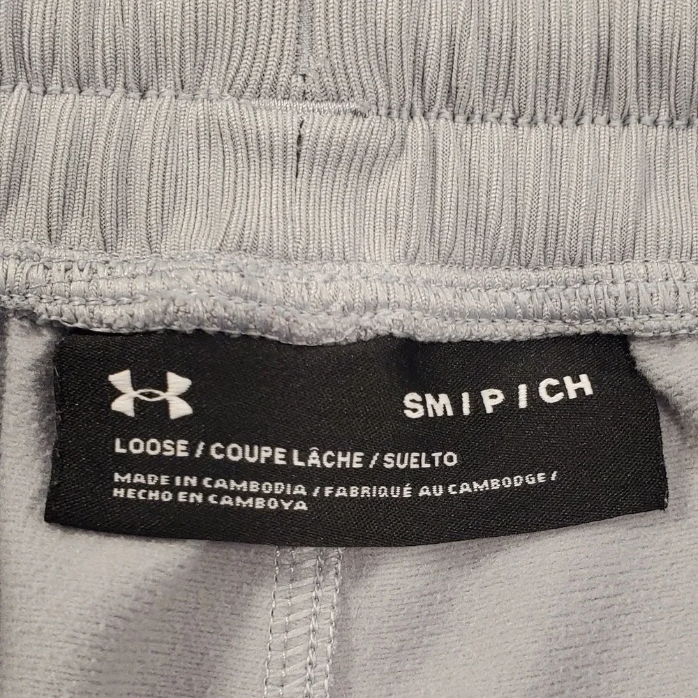 Under Armour Mens Gray Loose Fit Joggers Fleece Sweatpants Small Zipper Pockets - Picture 3 of 8